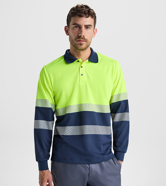 Corta Polo Alta Visibilidad Manga Larga Personalizada con DTF